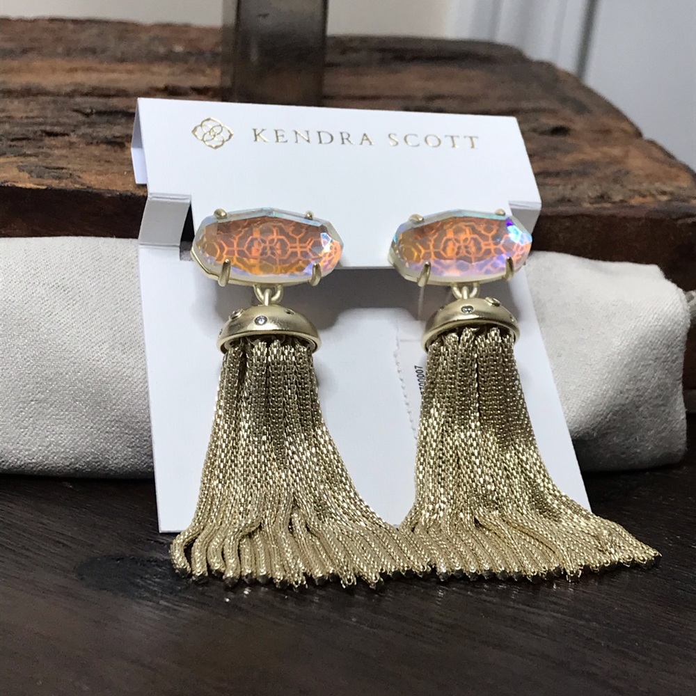 NWT Kendra Scott 14K Gold Plate Dichroic Freya’s - Picture 3 of 11
